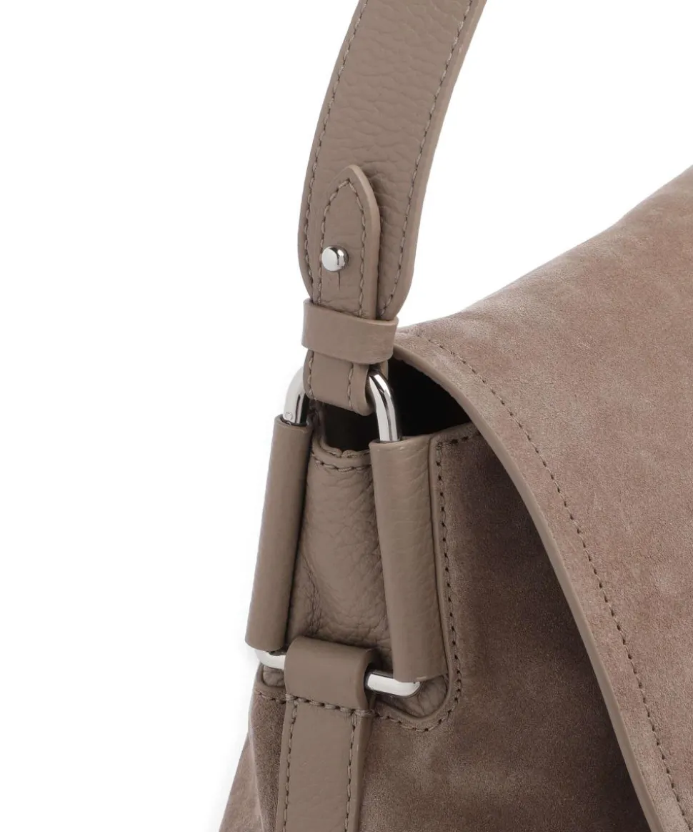 Rebekka Suede Schultertasche aufgerautes Rindsleder taupe