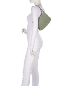 Rebekka Suede Schultertasche aufgerautes Rindsleder graugrün