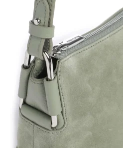 Rebekka Suede Schultertasche aufgerautes Rindsleder graugrün