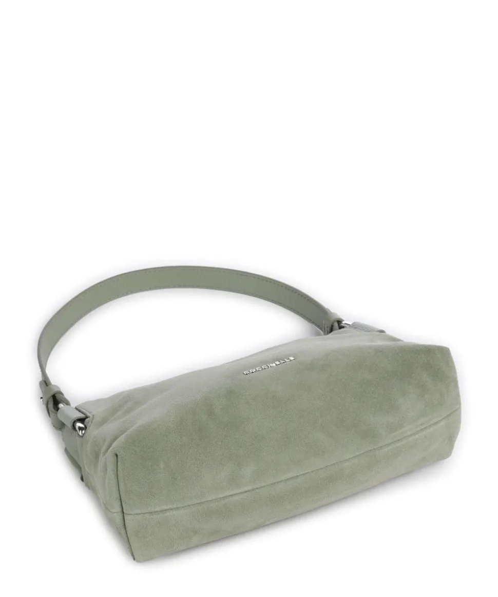 Rebekka Suede Schultertasche aufgerautes Rindsleder graugrün