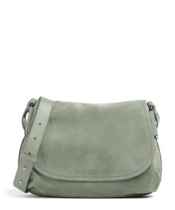 Rebekka Suede Schultertasche aufgerautes Rindsleder graugrün