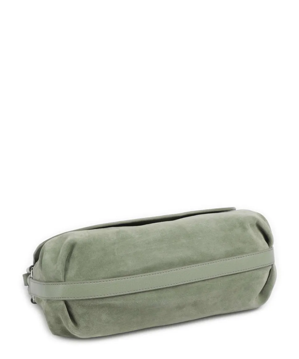 Rebekka Suede Schultertasche aufgerautes Rindsleder graugrün