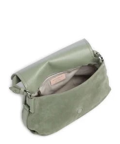 Rebekka Suede Schultertasche aufgerautes Rindsleder graugrün