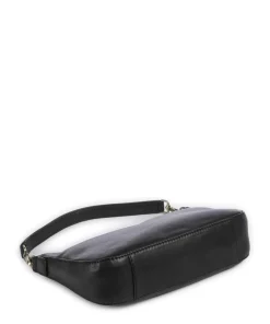 Remona Schultertasche genarbtes Rindsleder schwarz