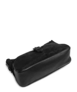 Ren Suede S Schultertasche aufgerautes Leder schwarz