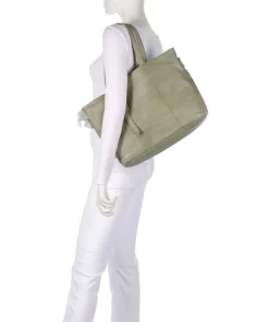 Reversible Shopper genarbtes Leder graugrün
