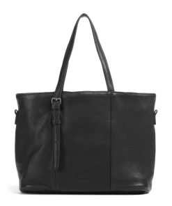 Reversible Shopper genarbtes Leder schwarz