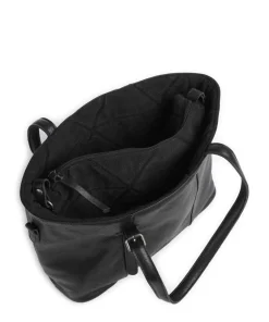 Reversible Shopper genarbtes Leder schwarz