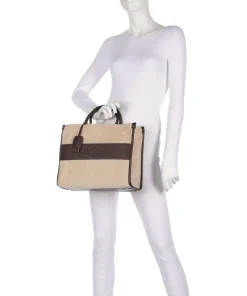 Ridhi M Handtasche Lederimitat, Kunstfell beige/braun