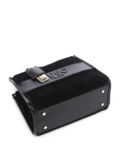 Ridhi S Handtasche Lederimitat, Kunstfell schwarz