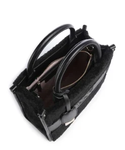 Ridhi S Handtasche Lederimitat, Kunstfell schwarz