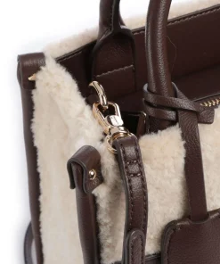 Ridhi S Handtasche Lederimitat, Kunstfell beige/braun