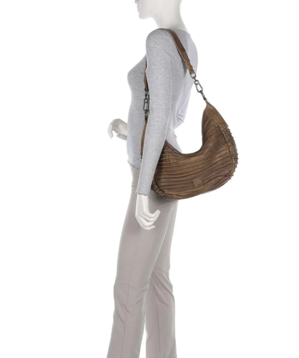 Riffel Flowow Beuteltasche genarbtes Leder olivgrün