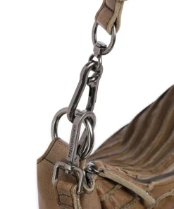 Riffel Flowow Beuteltasche genarbtes Leder olivgrün