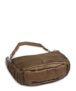 Riffel Flowow Beuteltasche genarbtes Leder olivgrün