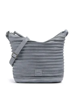 Riffellinchen Umhängetasche genarbtes Rindsleder blaugrau