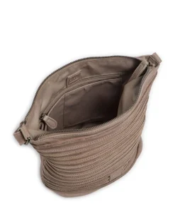 Riffellinchen Umhängetasche genarbtes Rindsleder taupe