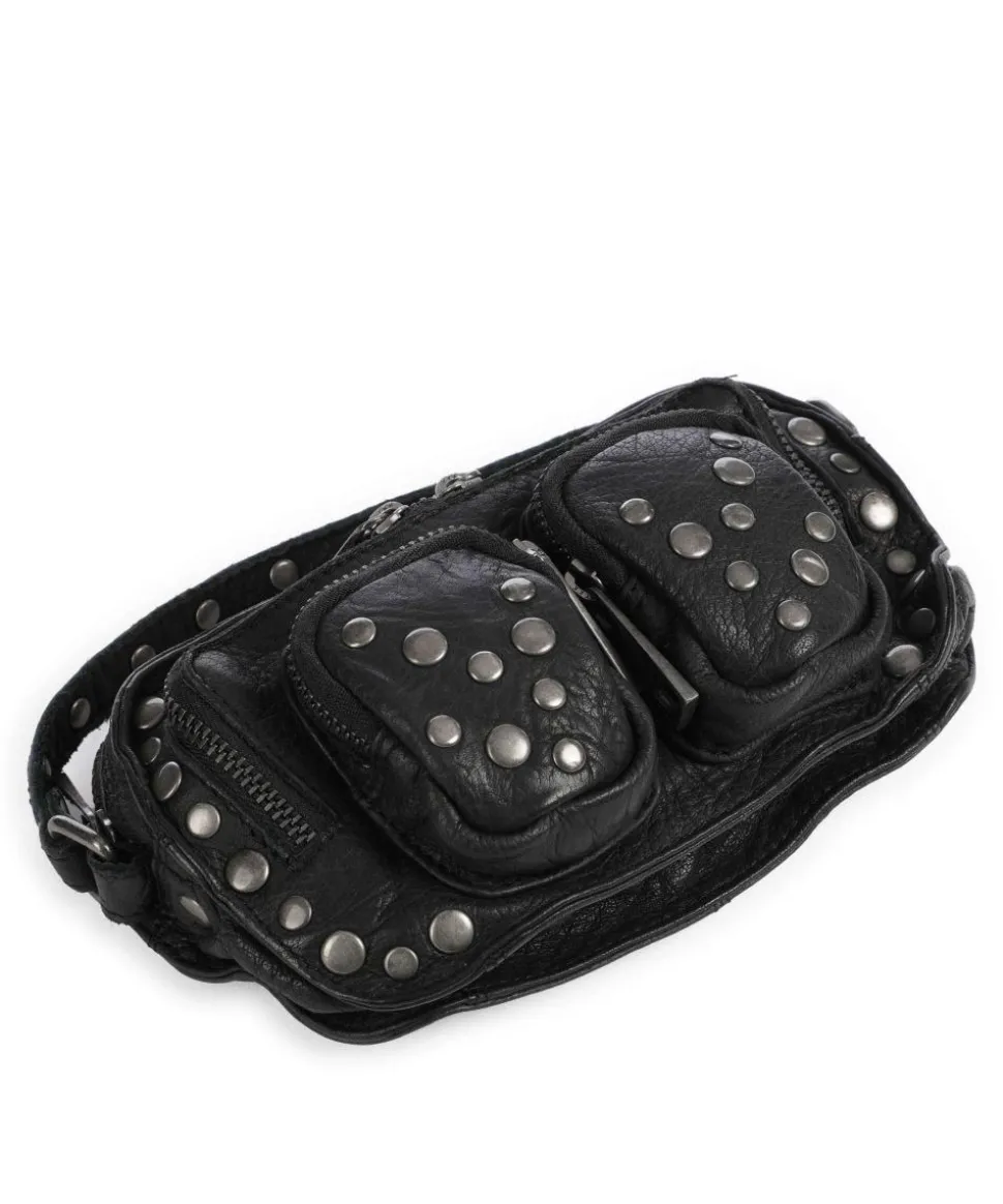 River Washed Helena Umhängetasche genarbtes Kalbsleder schwarz