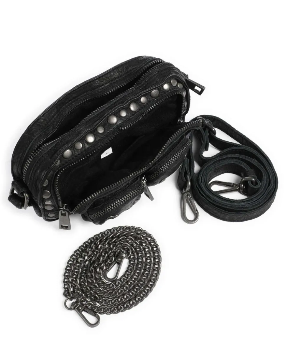 River Washed Helena Umhängetasche genarbtes Kalbsleder schwarz