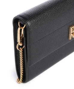 Rosa Geldbörse genarbtes Rindsleder schwarz