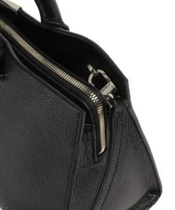 Rosane Handtasche genarbtes Rindsleder schwarz