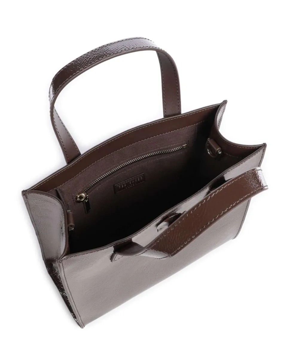 Rouseta Handtasche genarbtes Leder dunkelbraun