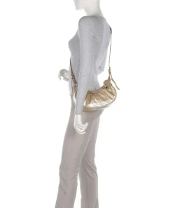 Rétro & Glam Umhängetasche fein genarbtes Rindsleder gold