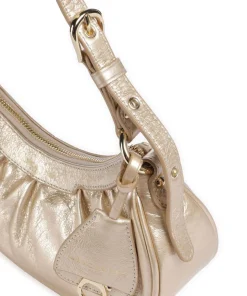 Rétro & Glam Umhängetasche fein genarbtes Rindsleder gold