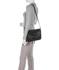 Run Around Umhängetasche genarbtes Leder schwarz