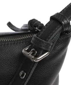 Run Around Umhängetasche genarbtes Leder schwarz