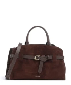 Sabine Suede Handtasche aufgerautes Leder dunkelbraun