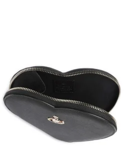 Saffiano Heart Umhängetasche fein genarbtes Rindsleder schwarz