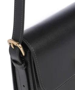 Sage Schultertasche fein genarbtes Rindsleder schwarz