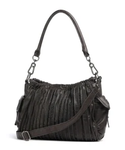 Say Hello Schultertasche genarbtes Leder dunkelbraun