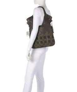 Schubertgasse 5 Shopper genarbtes Leder dunkelgrün