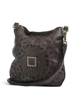 Schultertasche fein genarbtes Rindsleder dunkelgrau