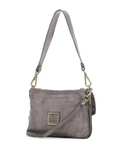 Schultertasche fein genarbtes Rindsleder grau