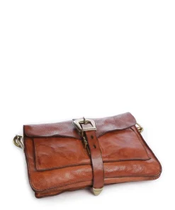 Schultertasche fein genarbtes Rindsleder cognac