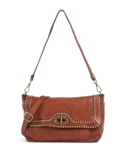 Schultertasche fein genarbtes Rindsleder cognac