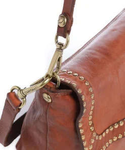 Schultertasche fein genarbtes Rindsleder cognac