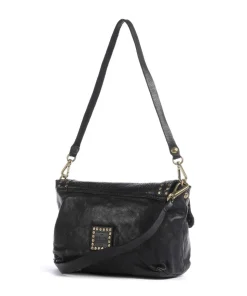 Schultertasche fein genarbtes Rindsleder schwarz