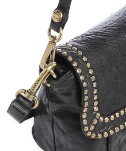 Schultertasche fein genarbtes Rindsleder schwarz