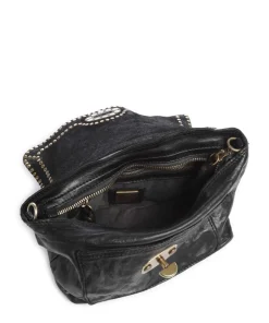 Schultertasche fein genarbtes Rindsleder schwarz