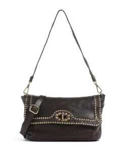 Schultertasche fein genarbtes Rindsleder dunkelbraun