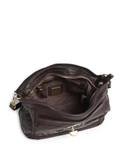 Schultertasche fein genarbtes Rindsleder dunkelbraun