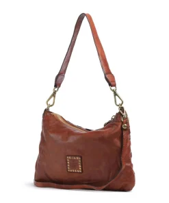 Schultertasche fein genarbtes Rindsleder cognac