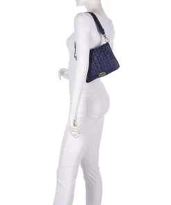 Schultertasche fein genarbtes Rindsleder dunkelblau