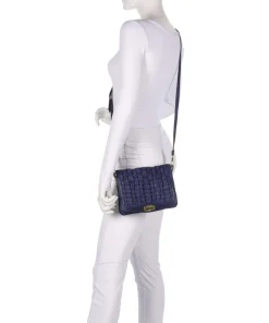 Schultertasche fein genarbtes Rindsleder dunkelblau