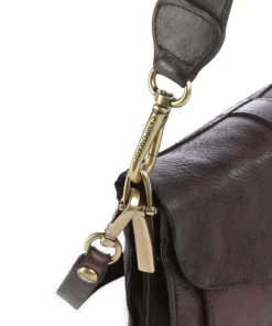 Schultertasche fein genarbtes Rindsleder dunkelbraun