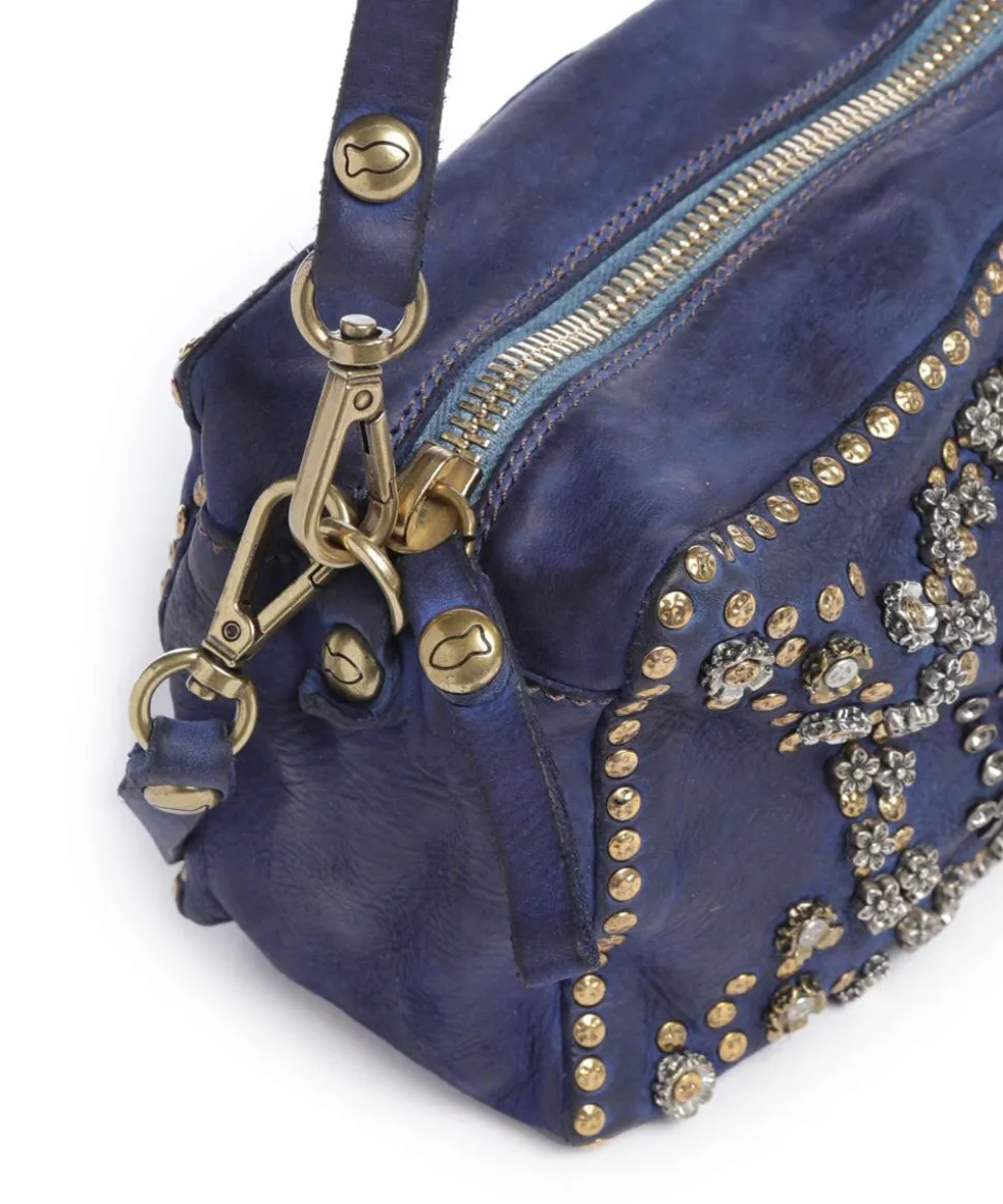 Schultertasche fein genarbtes Kalbsleder dunkelblau